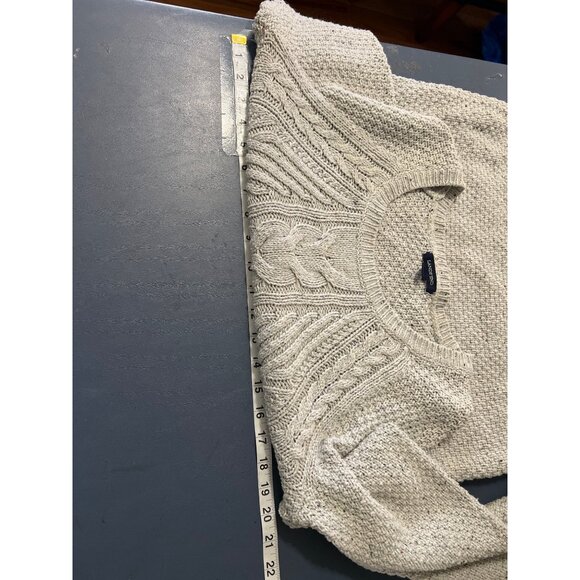 Lands End Womens Grey Cable Knit Sweater M Cotton - Picture 8 of 9